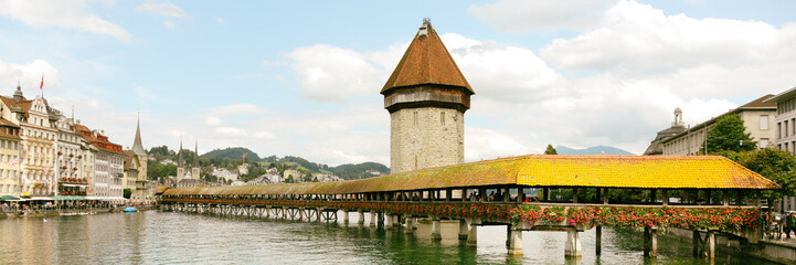 Switzerland Europe Travel panorama landscape banner of Lucerne city, landmark tourist attraction...
