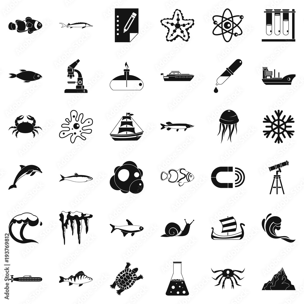 Poster source icons set, simple style