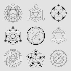 Set of 6 geometrical elements.