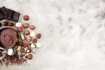 a lot of variety chocolate pralines, belgian confectionery gourmet chocolate - obrazy, fototapety, plakaty