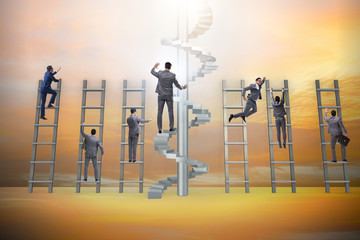 Competition concept with businessman beating competitors
