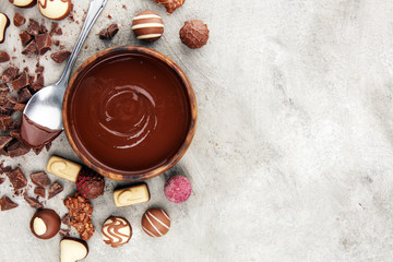 a lot of variety chocolate pralines, belgian confectionery gourmet chocolate
