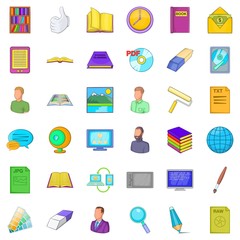 Chancellorship icons set, cartoon style