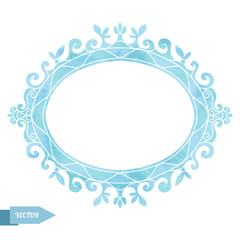 Hand painted watercolor vintage blue frame
