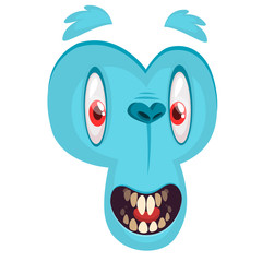 Obraz premium Scary cartoon yeti bigfoot face avatar. Vector blue monster