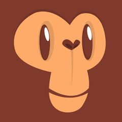 Cartoon happy monkey face avatar. Vector illustration of smiling monkey avatar character