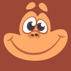 Cartoon monkey head face. Vector illustration of smiling chimpanzee avatar character isolated