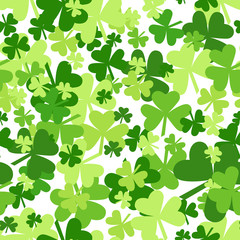 Obraz na płótnie Canvas Shamrock Seamless Patterns Set Creative Clover Background For Saint Patricks Day Holiday Vector Illustration