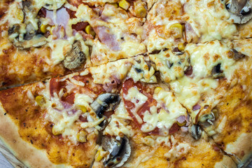 Obraz na płótnie Canvas A close up of a pizza
