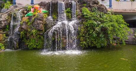 waterfall in Batu Cave Mountains on the Kuala Lumpur Malaysia.