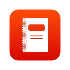 Closed spiral notebook icon digital red