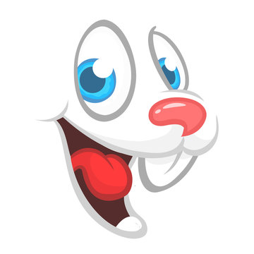 White rabbit cartoon face. Vector illustration of white rabbit face avatar. Design for Easter