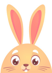Cute cartoon rabbit. Farm animals. Vector illustration of a Easter bunny face. Easter design 