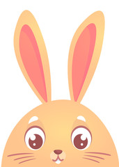 Cute cartoon rabbit. Farm animals. Vector illustration of a Easter holiday bunny face. Easter design 