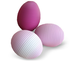 Three Easter Eggs with Striped Pattern - Decorative Element for Your Illustrations, Vector