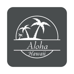 Fototapeta na wymiar Icono plano Aloha Hawaii en cuadrado gris