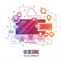Flat illustration for ui-ux design, web design, mobile apps development. Modern flat colorful line designed concept.