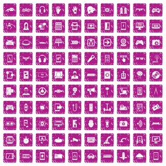 100 gadget icons set grunge pink