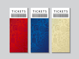 Fototapeta premium World cup soccer international championship patterns set, tickets concept design abstract dynamic shapes, soccer award, footbal icons, soccer ball, vector template