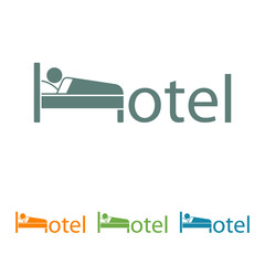 Logotipo hotel con cama en varios colores
