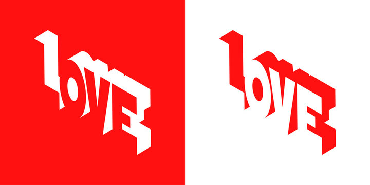 Logotipo LOVE en espacio negativo en rojo y blanco