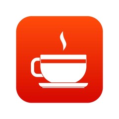 Tea cup and saucer icon digital red