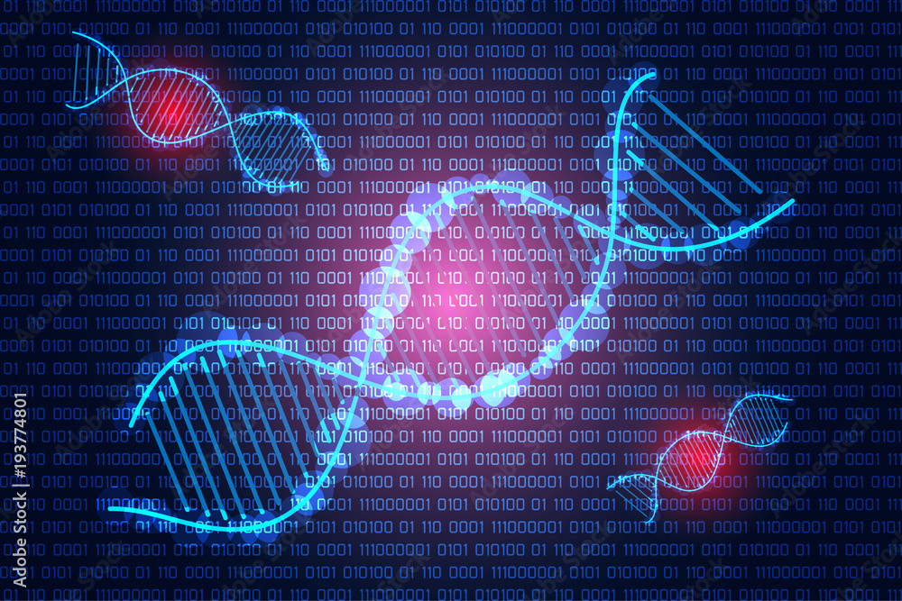 Poster abstract technology science concept dna binary on hi tech background