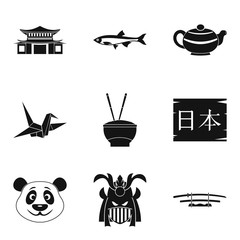 Sushi bar icons set, simple style
