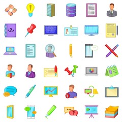 Accounting service icons set, cartoon style