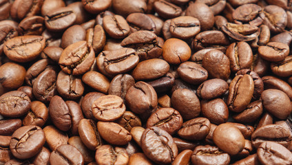 Roasted coffee beans. Selective focus.