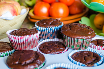 Photograph of chocolate vegan muffins