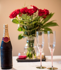 Wine Glasses and Red Roses 