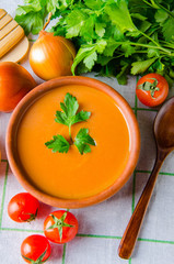 Tomato soup prepared in traditional italian style