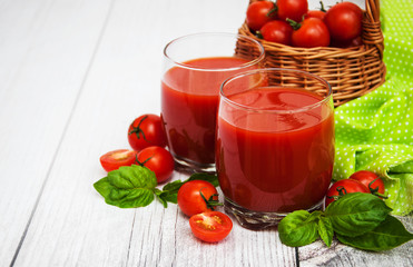 Glasses with tomato juice
