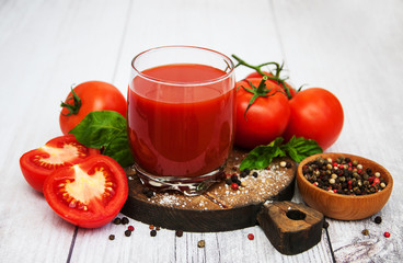 Glass with tomato juice