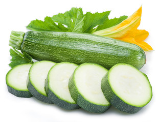 Zucchini on a white background.