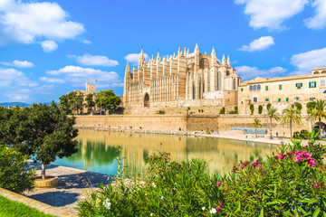 The gothic Cathedral La Seu at Palma de Mallorca islands, Spain