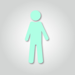 Man icon. Male sign. Man  silhouette. Vector isolated 3d paper art style.  Bathroom icon.