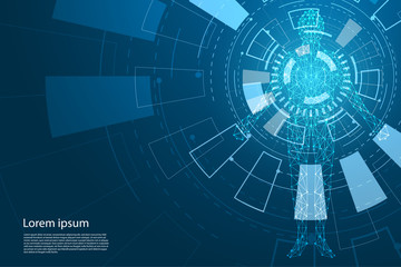 Obraz premium abstract technology concept human digital and future circle Interface technology on hi tech background.
