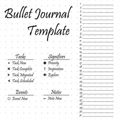 Bullet journal template. Simple papers task tracker