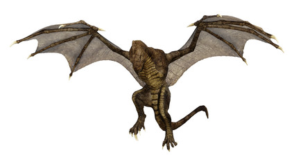 3D Rendering Fantasy Dragon on White