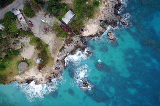 Aerial of 3 Dives point, Negril, Jamaica © Bogdan Lazar