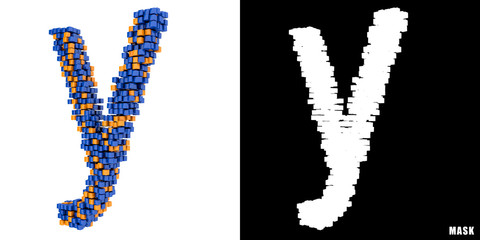 Litera y 3D sześciany kwadraty klocki piksele © vempireart