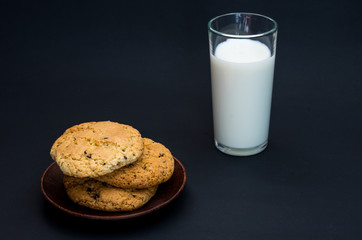 Homemade cookies and homemade milk. Healthy breakfast.