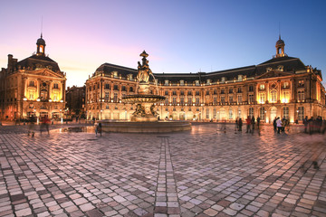 Place De La Bourse in Bordeaux, France. A Unesco World Heritage - obrazy, fototapety, plakaty