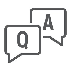 Question and answer line icon, e learning and education, speech bubble chat sign vector graphics, a linear pattern on a white background, eps 10.