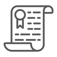Certificate line icon, diploma and award, education sign vector graphics, a linear pattern on a white background, eps 10.