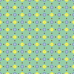 Seamless pattern with delicate spring flowers on a pastel green background