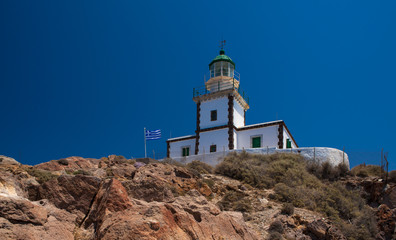 Fototapeta na wymiar Impressive Akrotiri Lighthouse. Santorini Greece