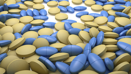 Blue and Yellow Pills, useful as Background for medical Themes and others